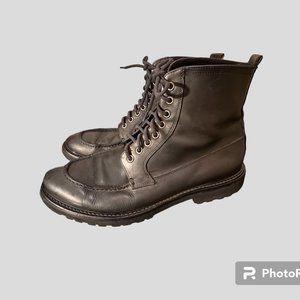 Bergdorf Goodman Eur 41 black leather laceup boot made in italy